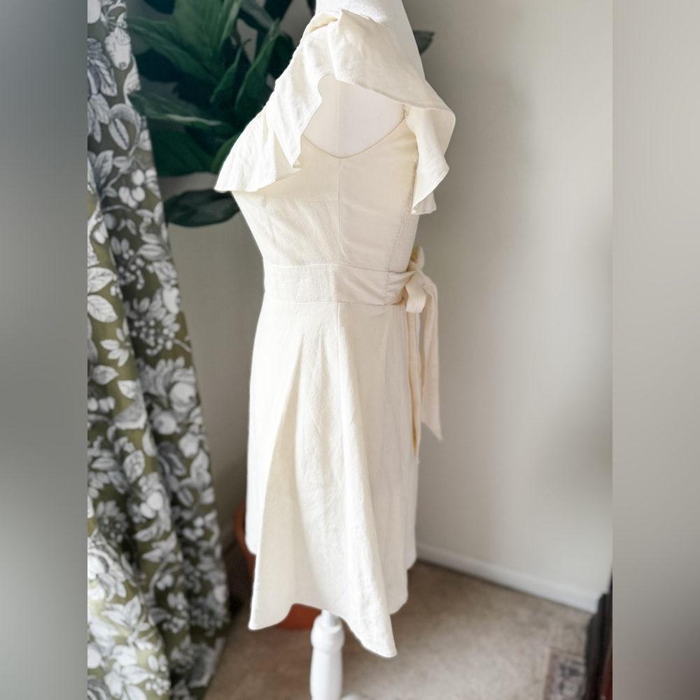 Zara Off-Shoulder Cream Ruffle Mini Dress - Picture 5 of 8